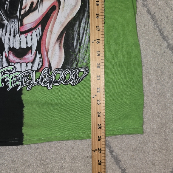 Motley Crue Dr Feelgood Split Dye Green Black Graphic Print Tee Shirt Sz M NEW - Picture 7 of 7